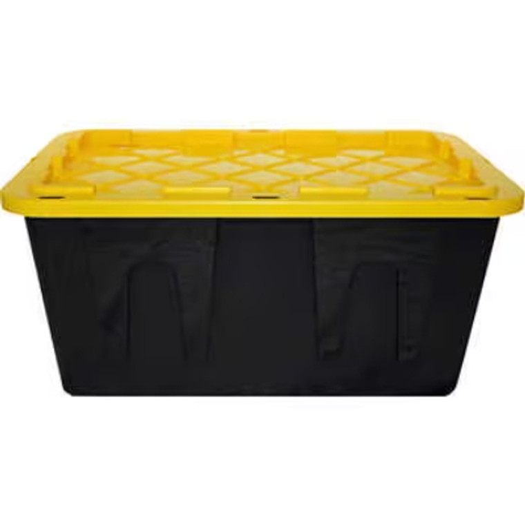 Greenmade Storage Bin with Lid, 27 Gallon, Black and Yellow