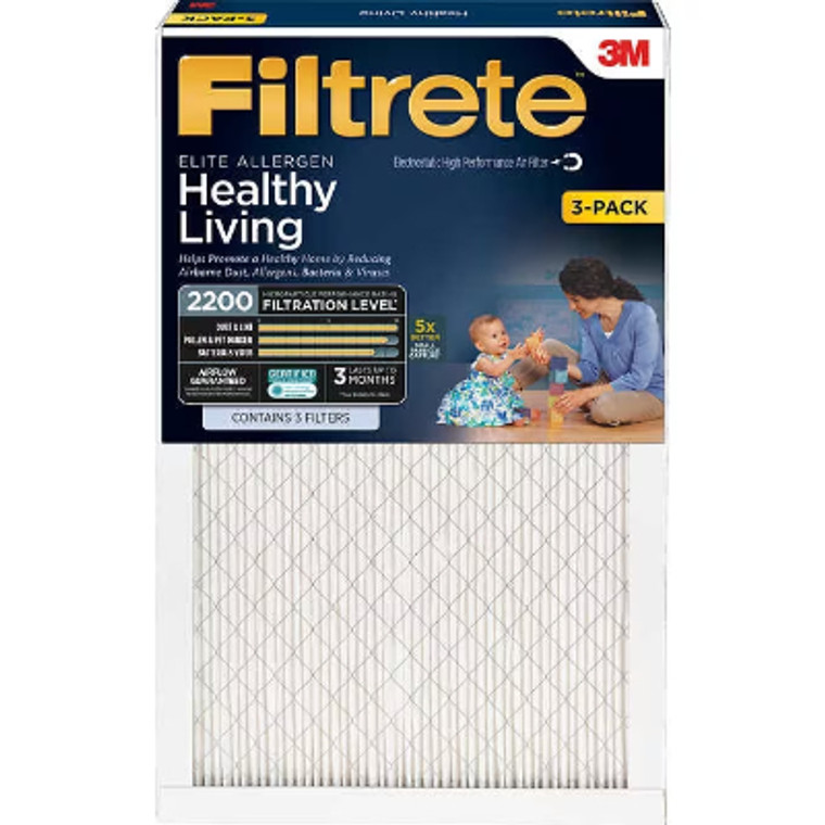3M Filtrete 2200 Series Elite Allergen Air Filter, 16" x 20", 3 ct