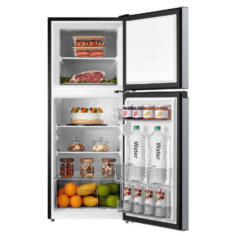 Midea Compact Refrigerator, 2-Door, 4.5 cu ft, Black and Silver