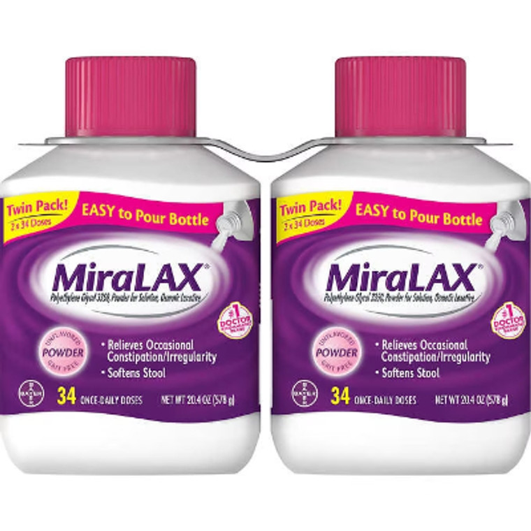 MiraLAX Powder Laxative, 68 Doses, 20.4 oz, 2 ct