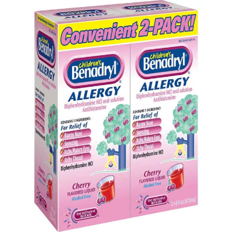 Children's Benadryl Allergy Liquid, 8 fl oz, 2 ct