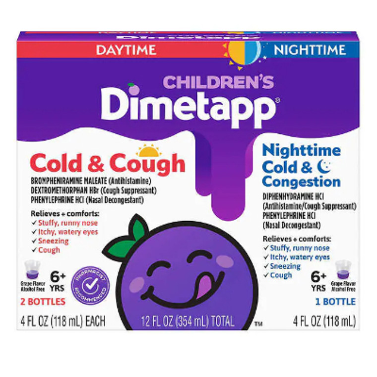 Children's Dimetapp Day & Night Cold Relief 3 Pack, Grape Flavor