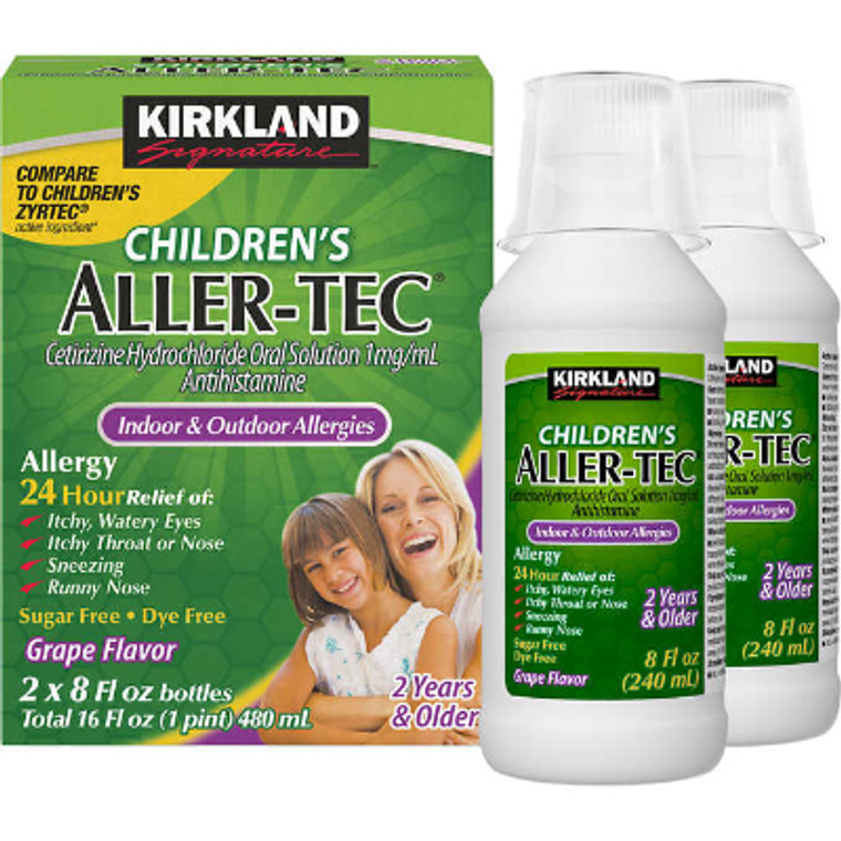Kirkland Signature Childrens Aller-Tec Antihistamine, Grape Flavor, 8 fl oz, 2 ct