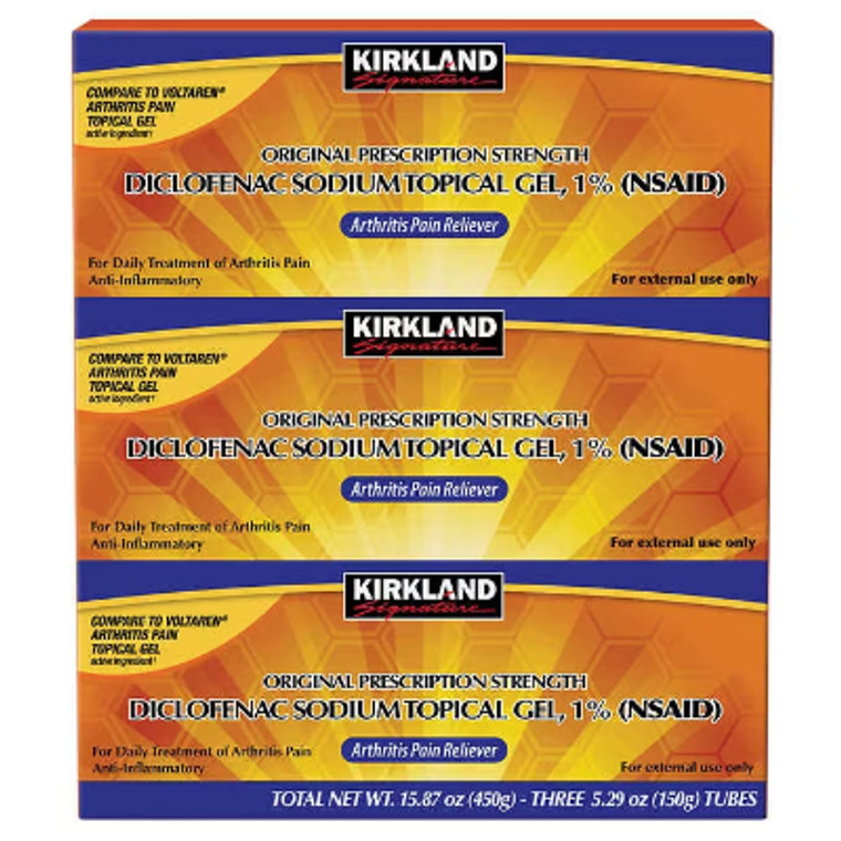 Kirkland Signature Diclofenac Sodium Topical Gel, Arthritis Pain Reliever, 5.29 oz, 3 ct