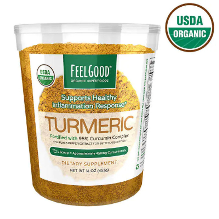 Feel Good USDA Organic Turmeric Powder, 16 Ounces