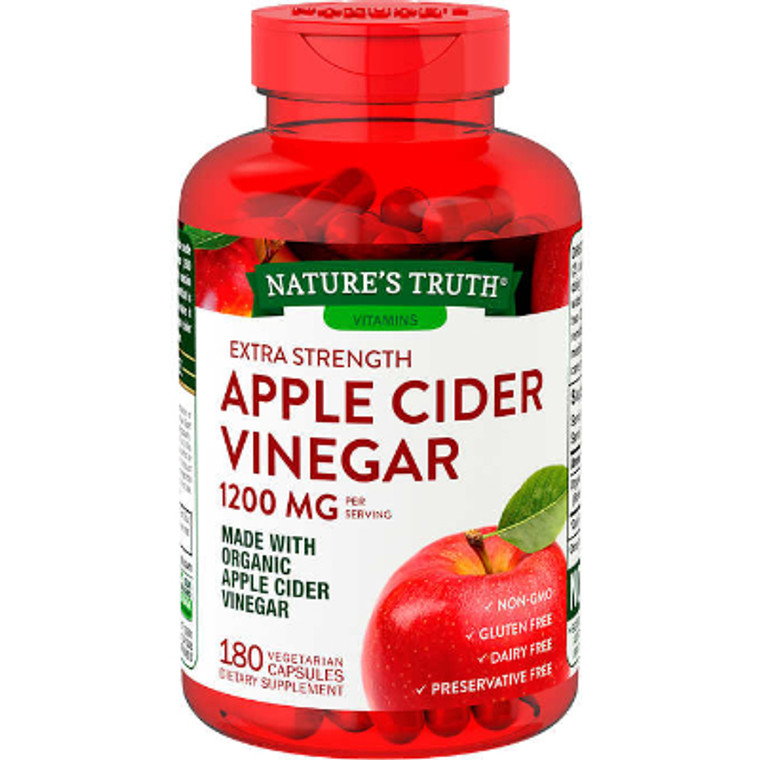 Natures Truth Extra Strength Apple Cider Vinegar, 1200 mg, 180 Vegetarian Capsules