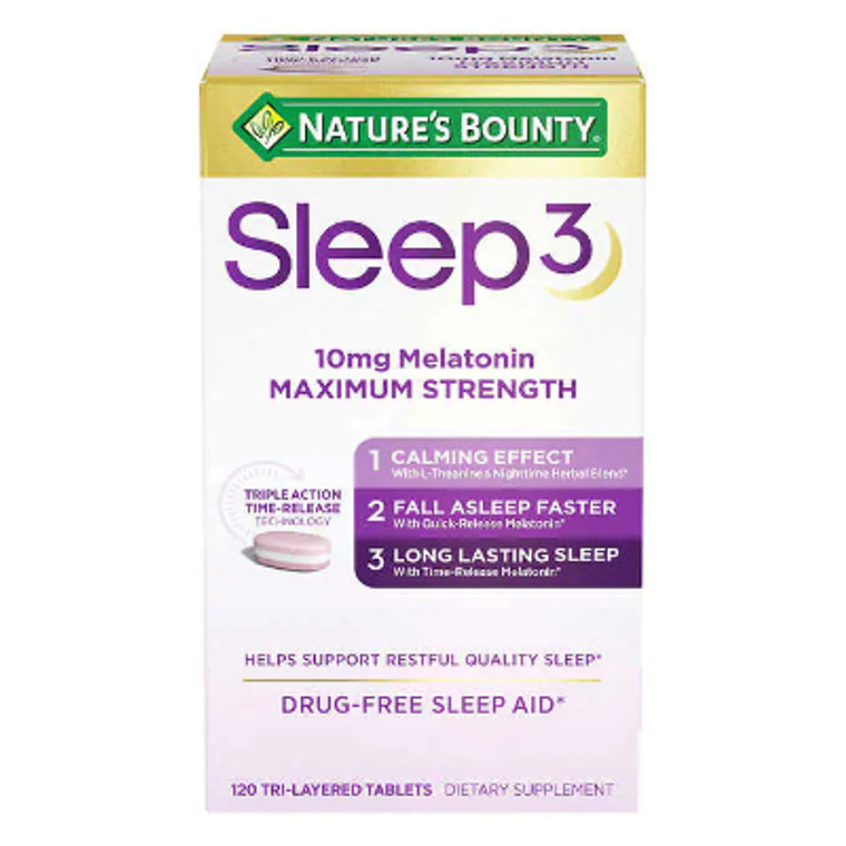 Nature's Bounty Sleep3 10mg. Melatonin, 120 Tablets