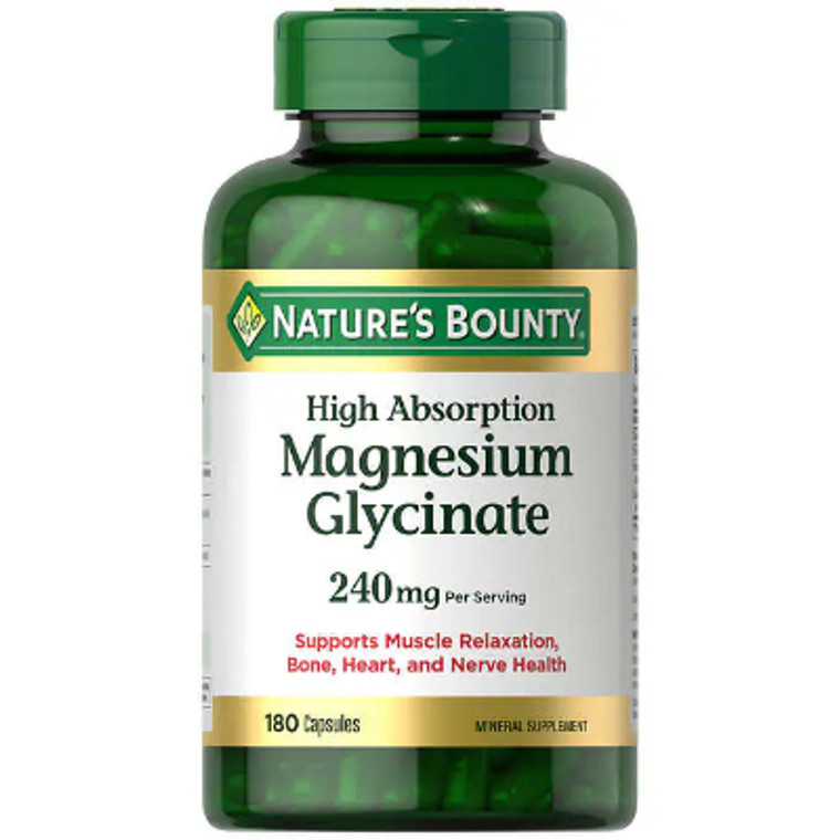 Nature's Bounty Magnesium Glycinate 240 mg, 180 Capsules