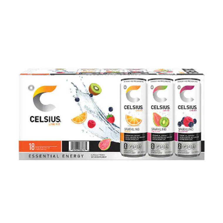 Celsius Sparkling Energy Drink, Variety Pack, 12 fl oz, 18-count