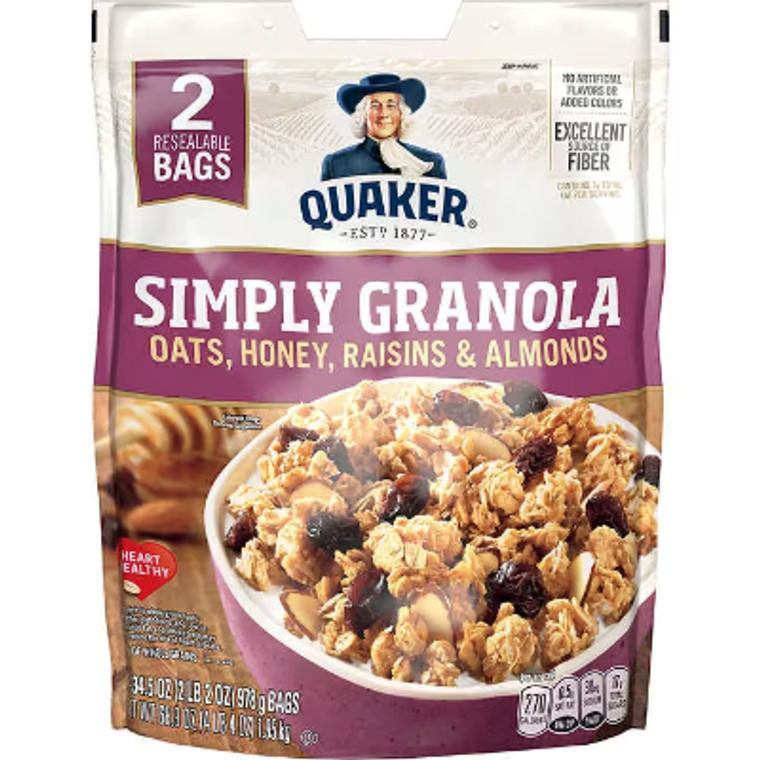 Quaker Simply Granola Cereal, 34.5 oz, 2 ct