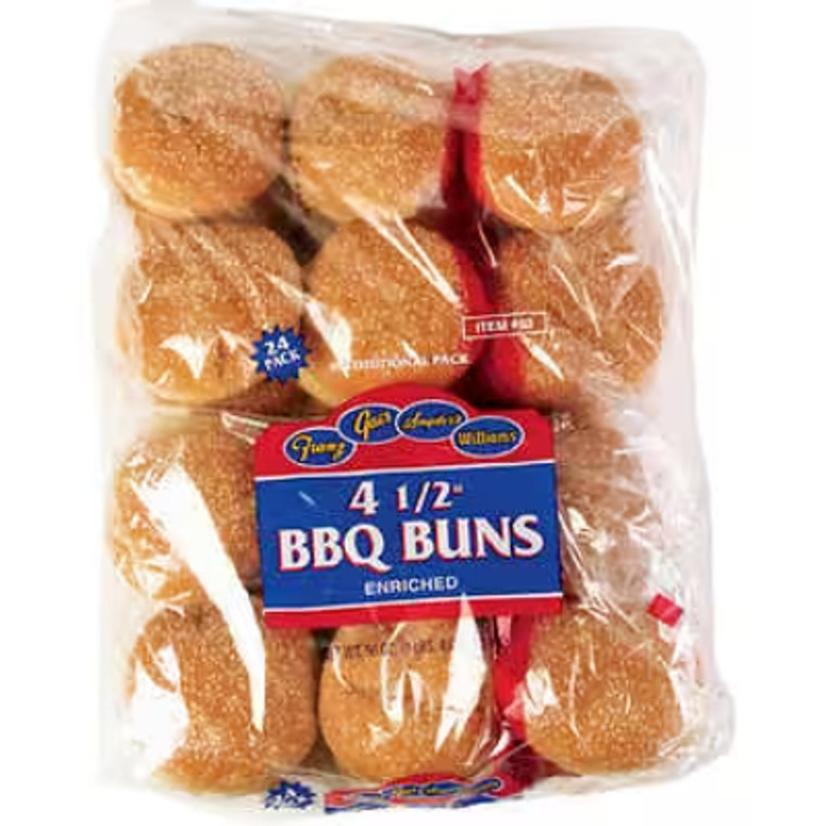 Gai's Bakery 4 1/2" Enriched BBQ Hamburger Buns, 24 ct