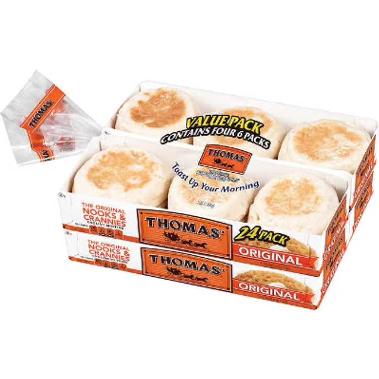 Thomas' Original Nooks and Crannies English Muffin, 24 ct