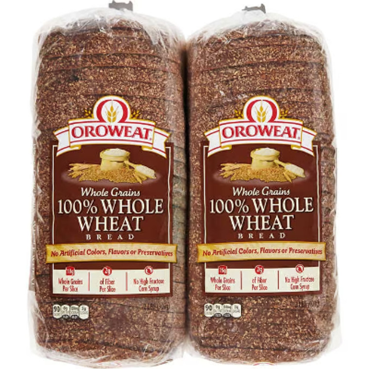 Oroweat 100% Whole Wheat Bread, 32 oz, 2 ct