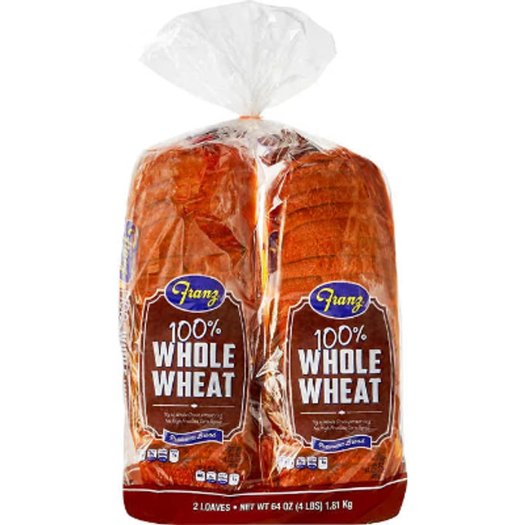 Franz 100% Whole Wheat Bread, 32 oz, 2 ct