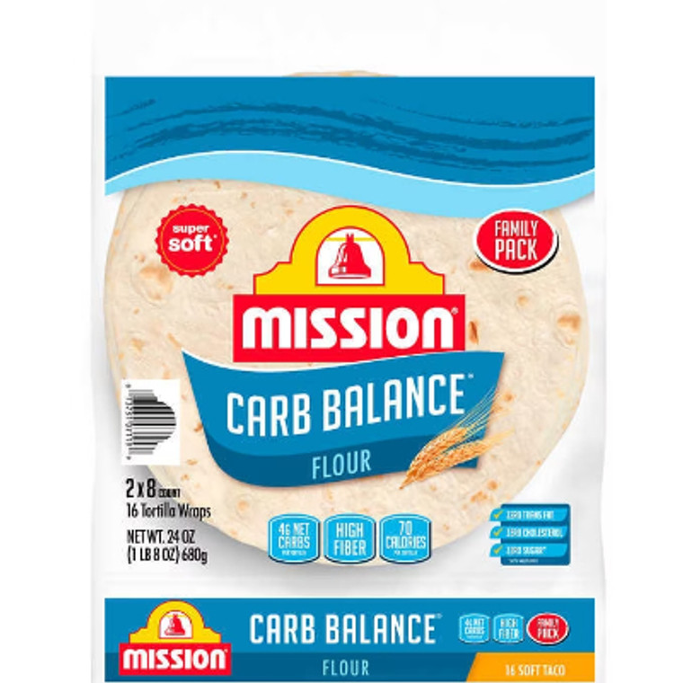 Mission Carb Balance 8" Flour Tortilla Wraps, 24 oz, 16 ct