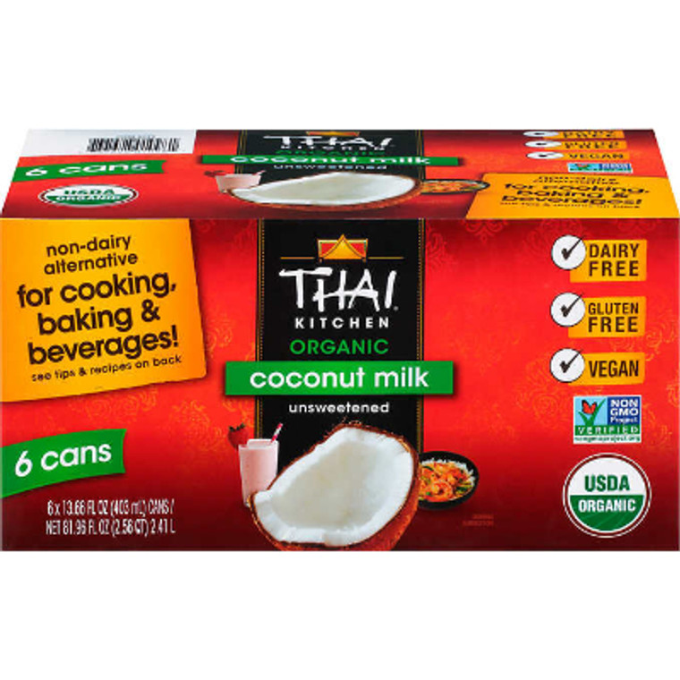 Thai Kitchen Organic Coconut Milk, Unsweetened, 13.66 fl oz, 6 ct