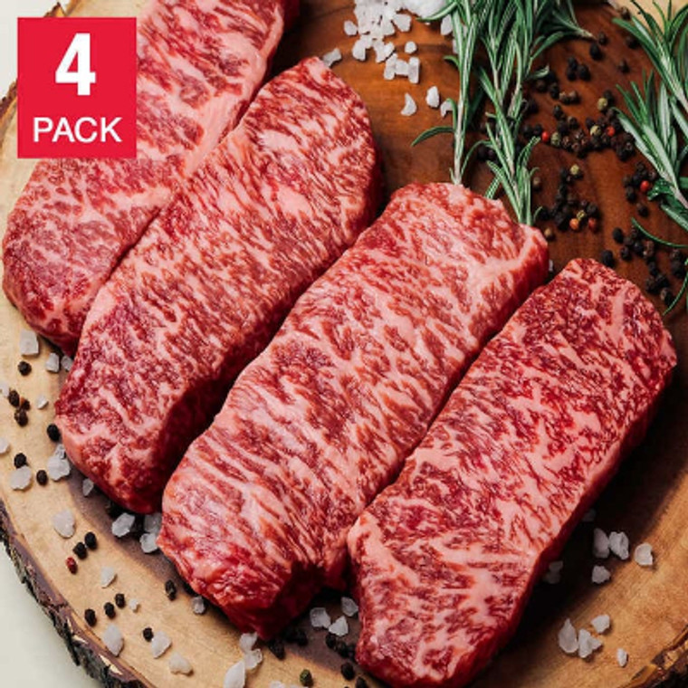 Japanese Wagyu Center Cut New York Strip Steaks, A5 Grade, 12 oz, 4-count, 3 lbs.