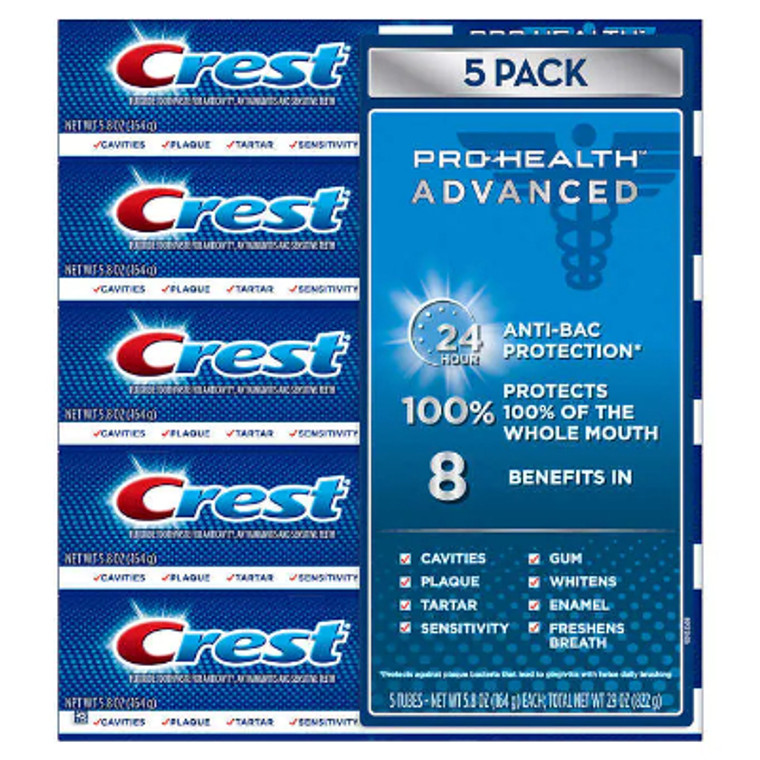 Crest Pro Health Advanced Toothpaste, 5.8 oz, 5-pack