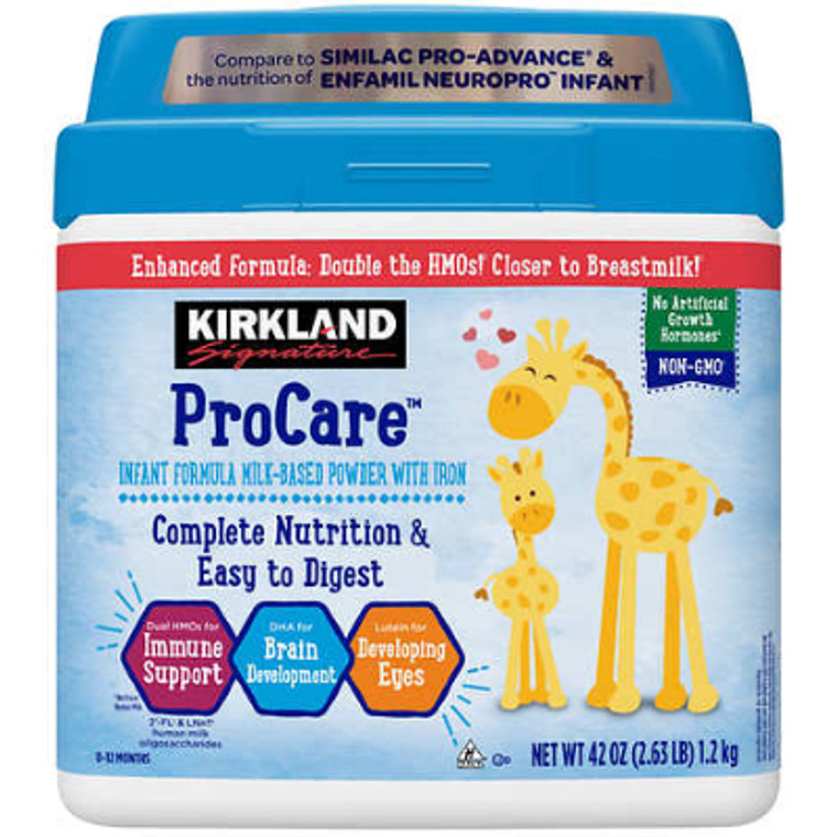 Kirkland Signature ProCare Infant Formula Milk-Based Powder with Iron, 42 oz