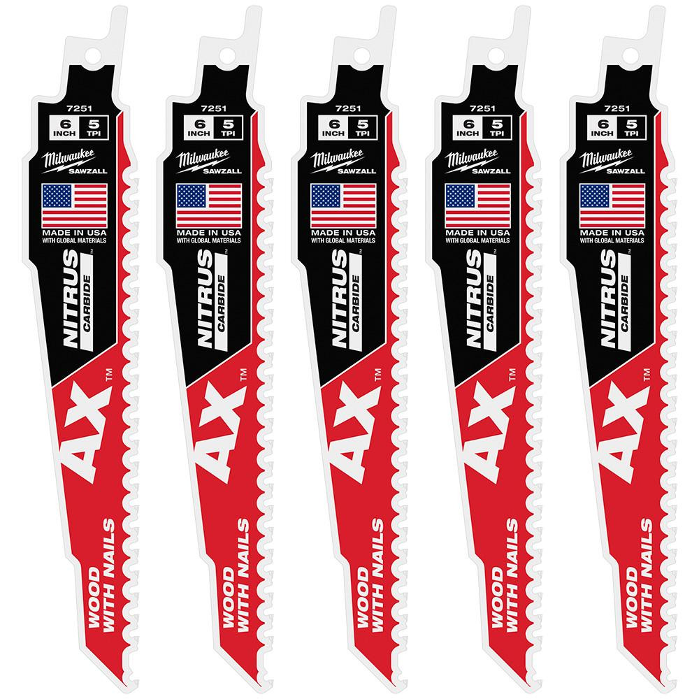 Milwaukee 48-00-7551 6 in AX with NITRUS CARBIDE 5pk