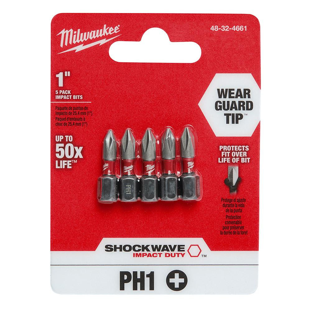Milwaukee 48-32-4661 Insert Bit Phillips #1 5pk