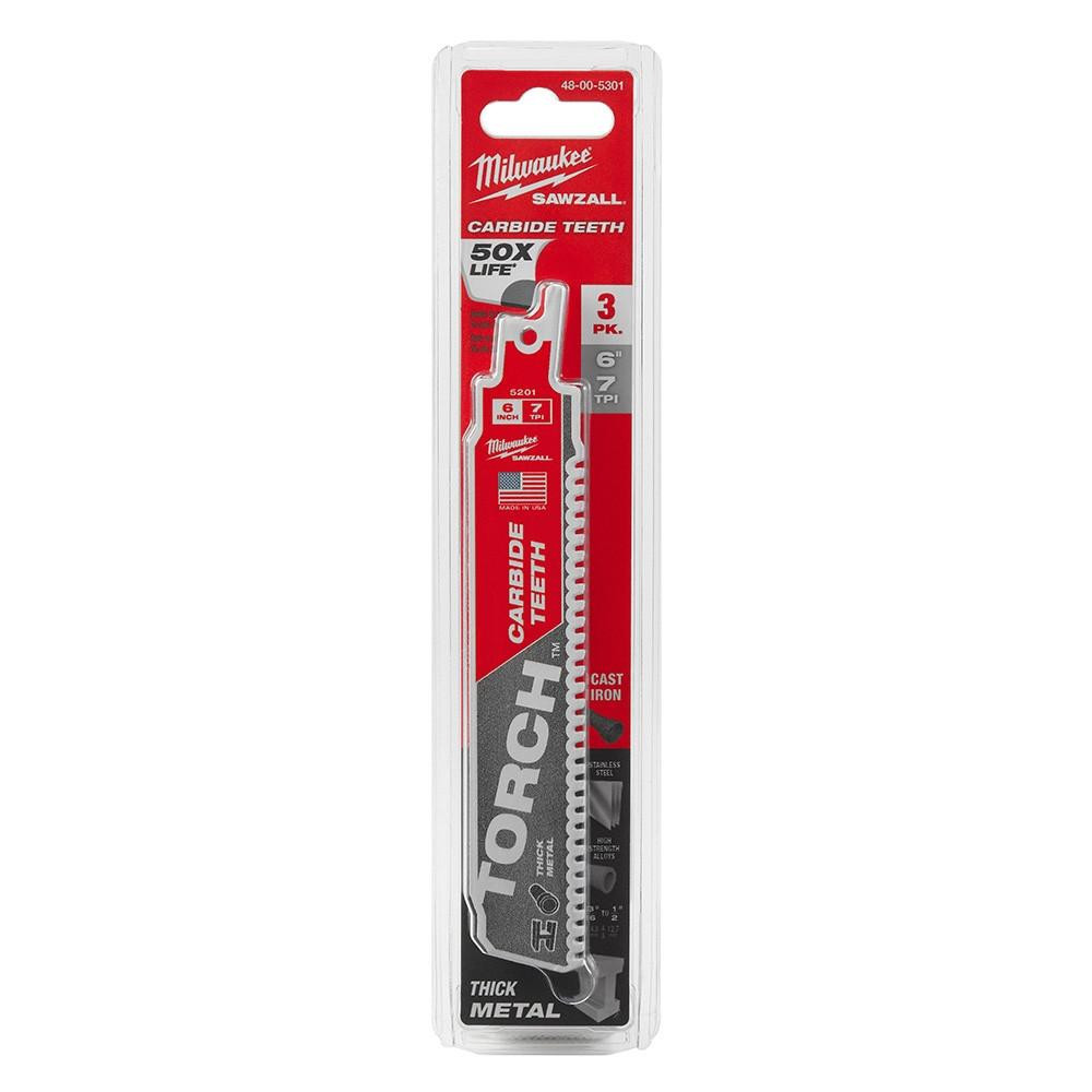 6 in 7TPI Torch Blade Carbide Teeth Milwaukee 48-00-5301