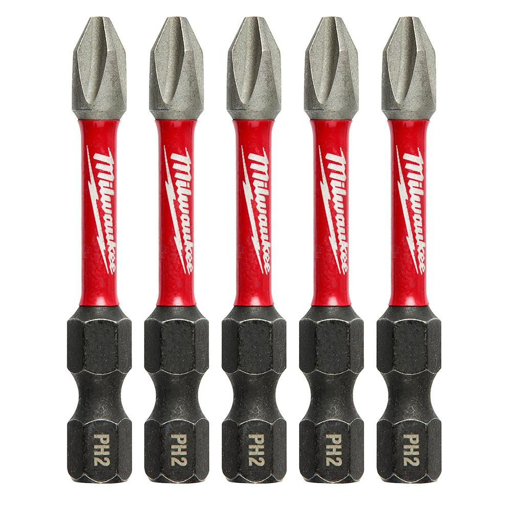 48-32-4602 #2 Phillips Shockwave 2 in Bits 5pk | Milwaukee Tool