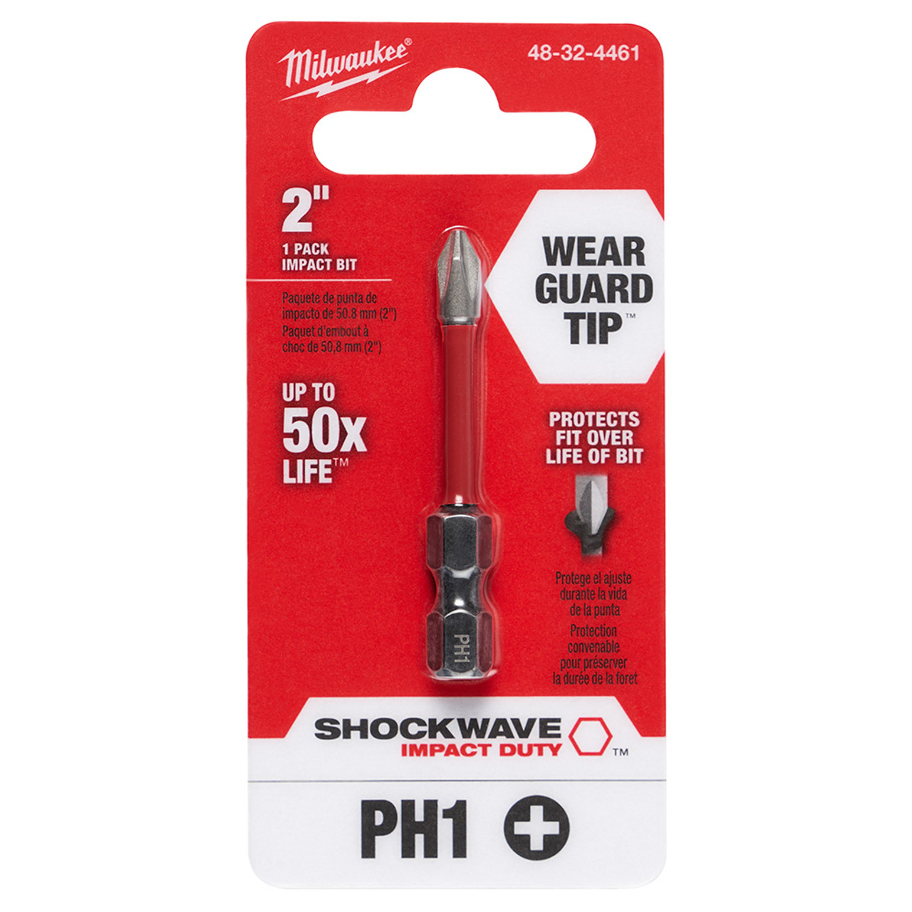 Milwaukee 48-32-4461 SHOCKWAVE 2 in. Power Bit Phillips #1