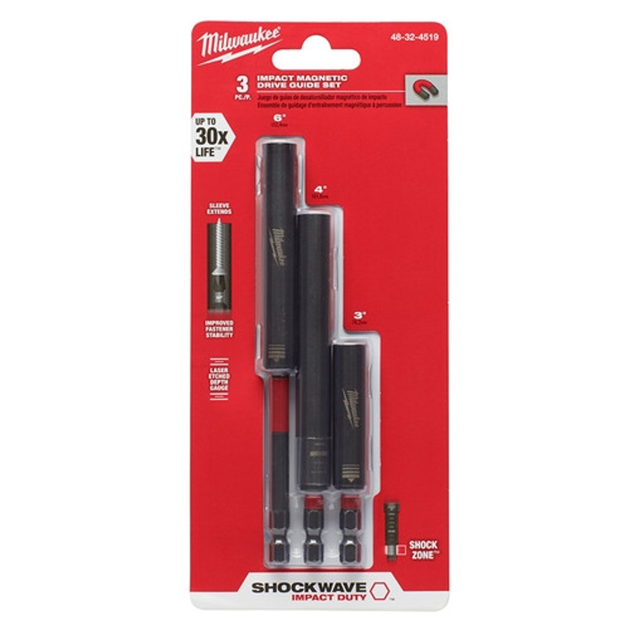 Milwaukee 48-32-4519 SHOCKWAVE 3pc Impact Magnetic Drive Guide Set