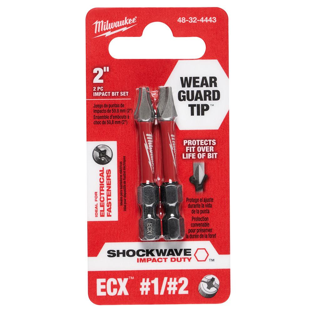 48-32-4443 2 in. Shockwave ECX Power Bit #1 & #2 Combo Pack