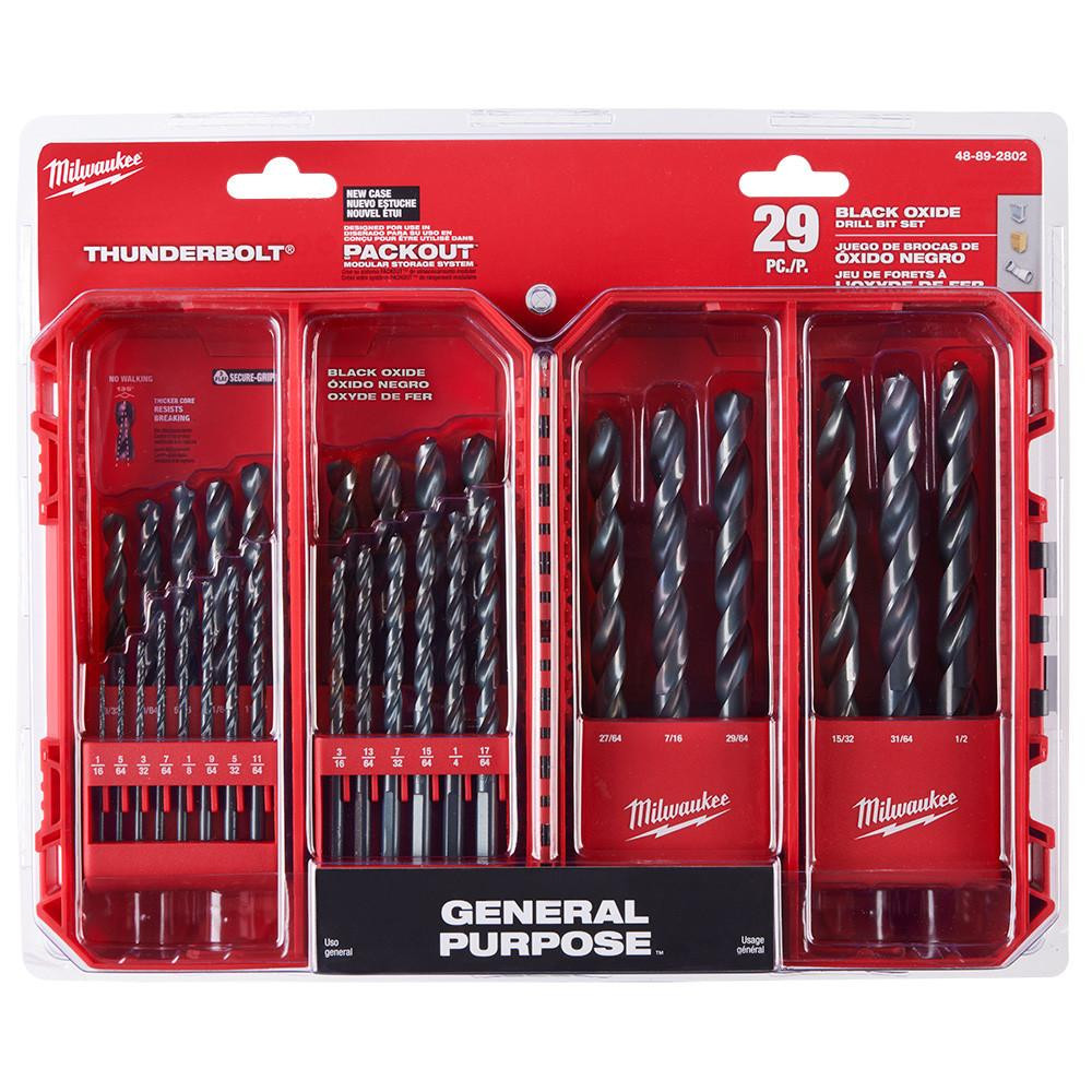 48-89-2802 29pc Thunderbolt Black Oxide Drill Bit Set | Milwaukee