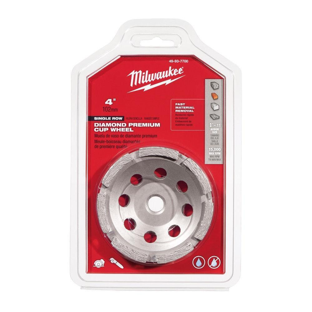 49-93-7700 4 in. Diamond Cup Wheel Single Row | Milwaukee