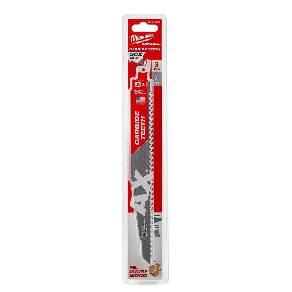 48-00-5326 The AX SAWZALL Blade 9 in. 5T Carbide Teeth 3 pk