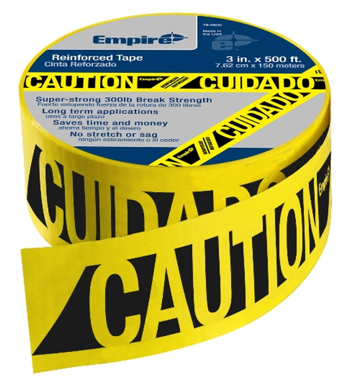 Empire 76-0600 Caution/Cudo Barricade Reinforced Tape 500 ft. x 3 in.