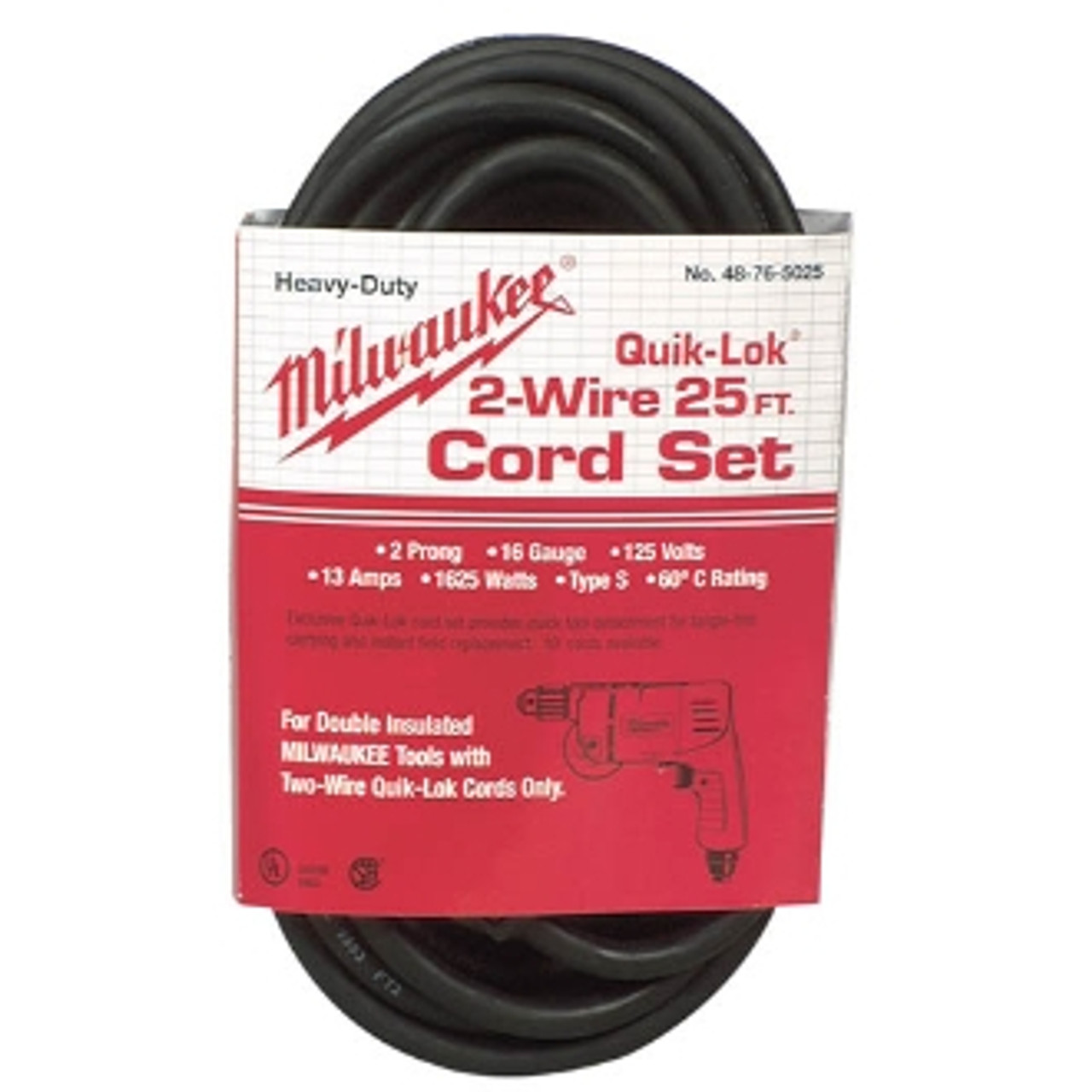 Milwaukee 48-76-5025 25 ft. Quik-Lok Cord, 2-Wire