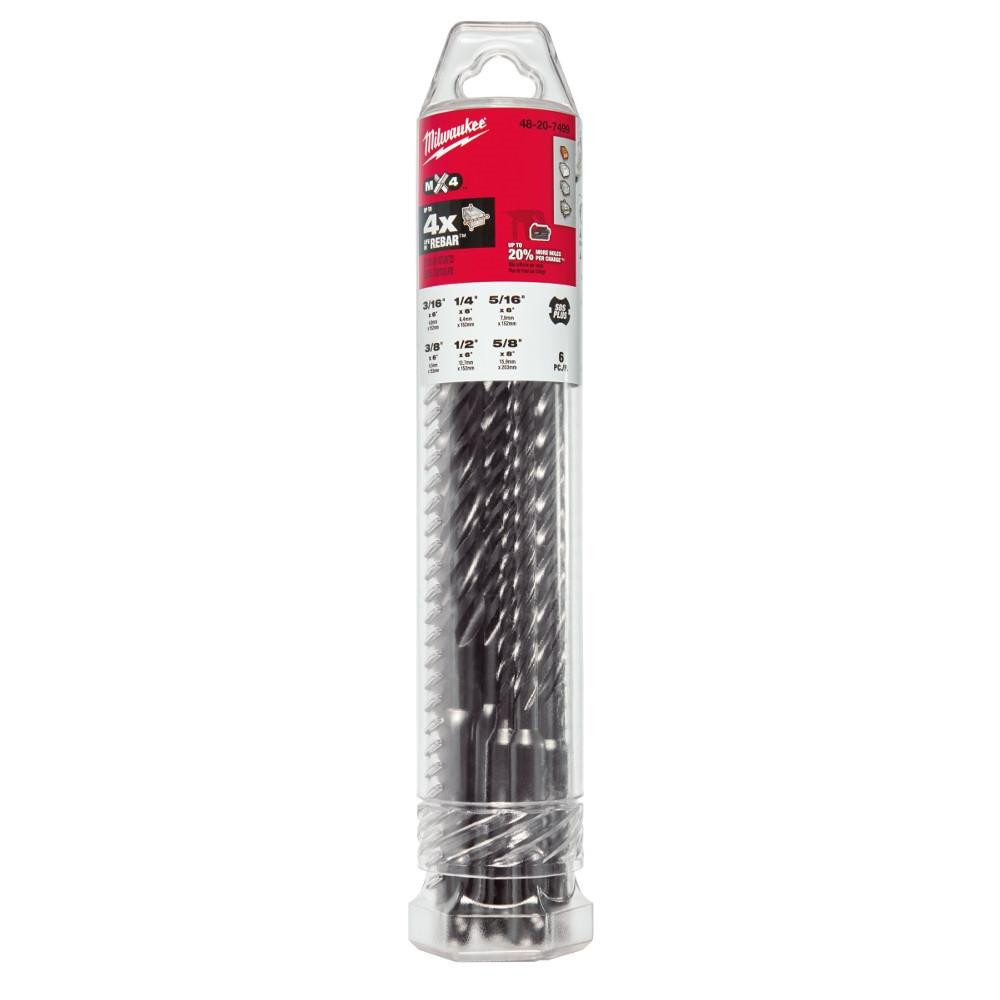 48-20-7499 6 piece SDS+ 4CT M4X Hammer Drill Bit Kit | Milwaukee