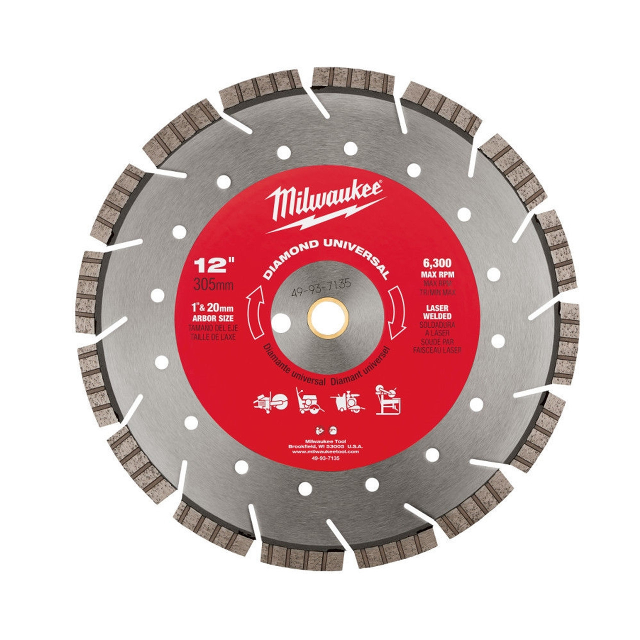 Milwaukee 49-93-7135 12 in Diamond Universal Segmented-Turbo Saw Blade