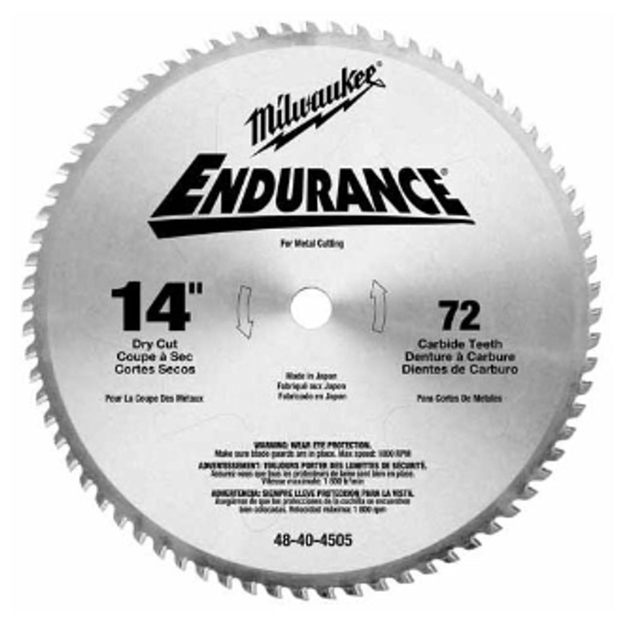 Milwaukee 48-40-4505 14 in. 72 Tooth Dry Cut Carbide Tipped Blade