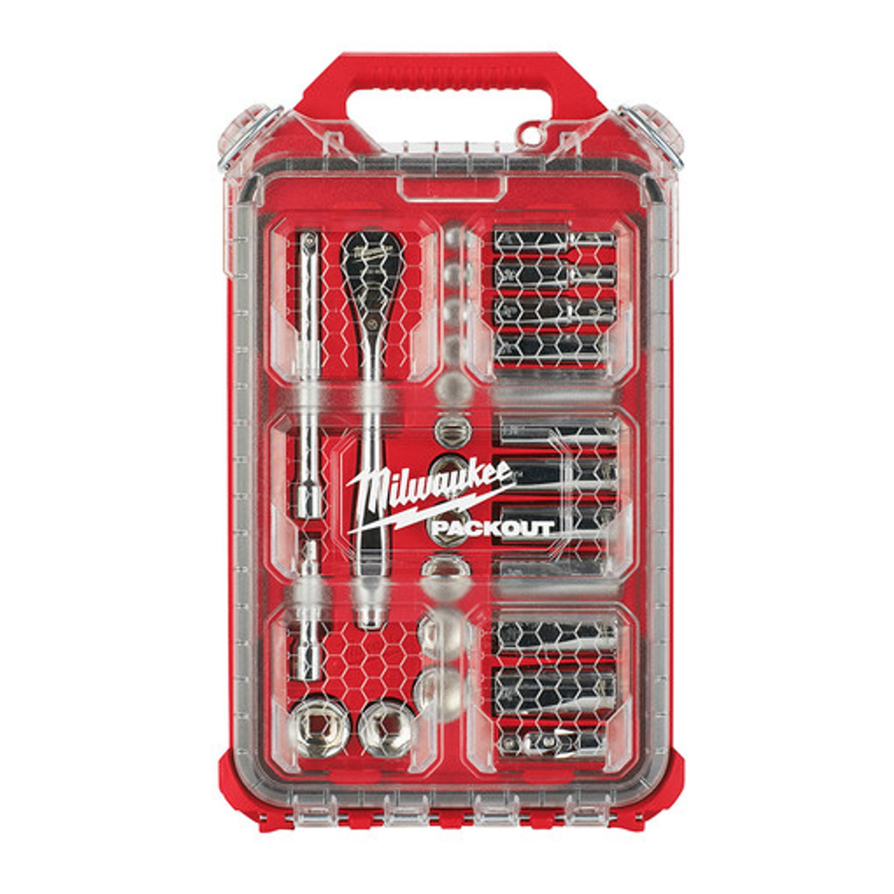 Milwaukee 48-22-9481 3/8 in. Drive SAE Ratchet and Socket Mechanics Tool  Set with Packout Case (28-Piece)