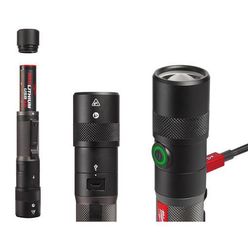 2161-21 USB Rechargeable Milwaukee 1100L Twist Focus Flashlight