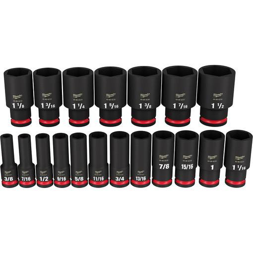 49-66-7012 19pc 1/2 Drive SAE Deep Socket Set | Milwaukee
