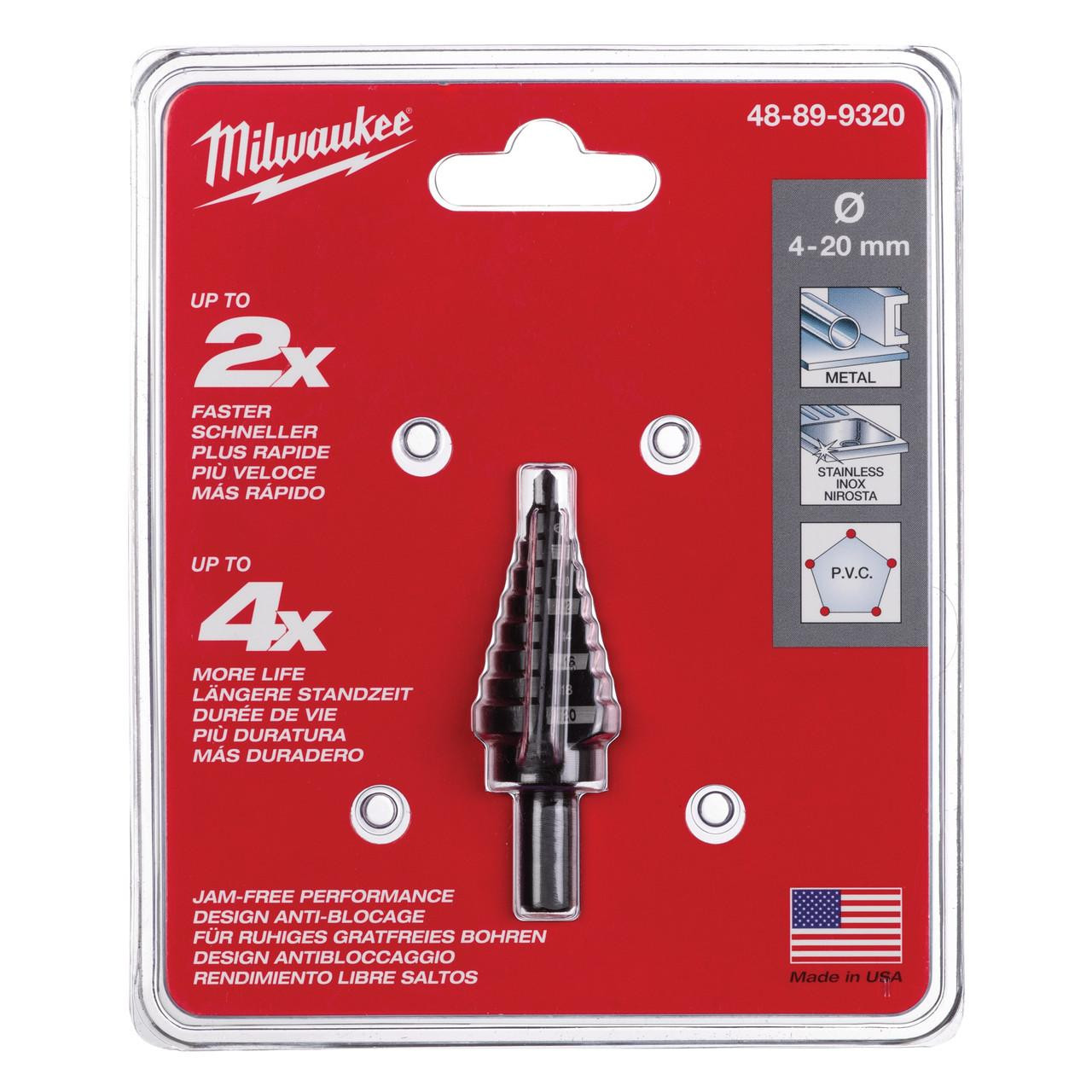 48-89-9320 4-20 mm. - 9 Hole Size Step Drill Bit | Milwaukee