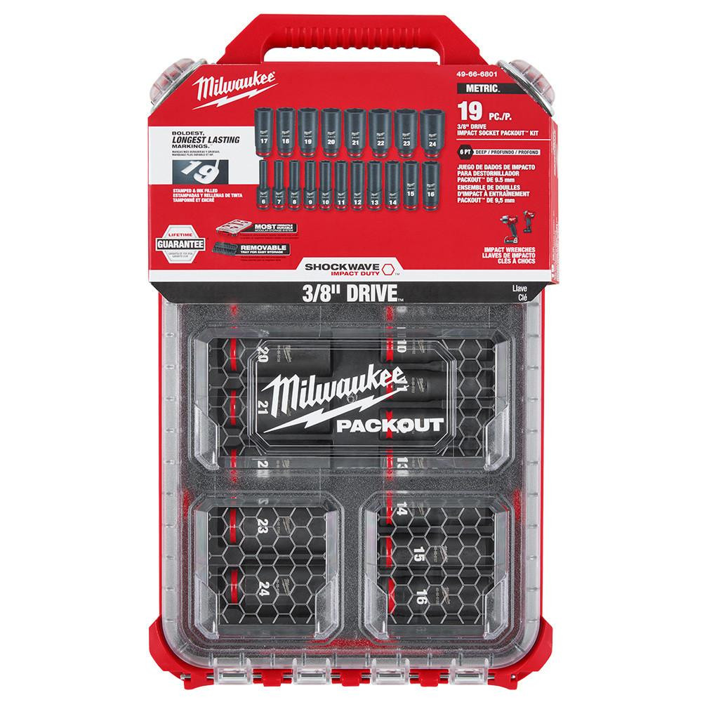 49-66-6801 Impact 3/8 Dr 19 pc MM PACKOUT Set | Milwaukee