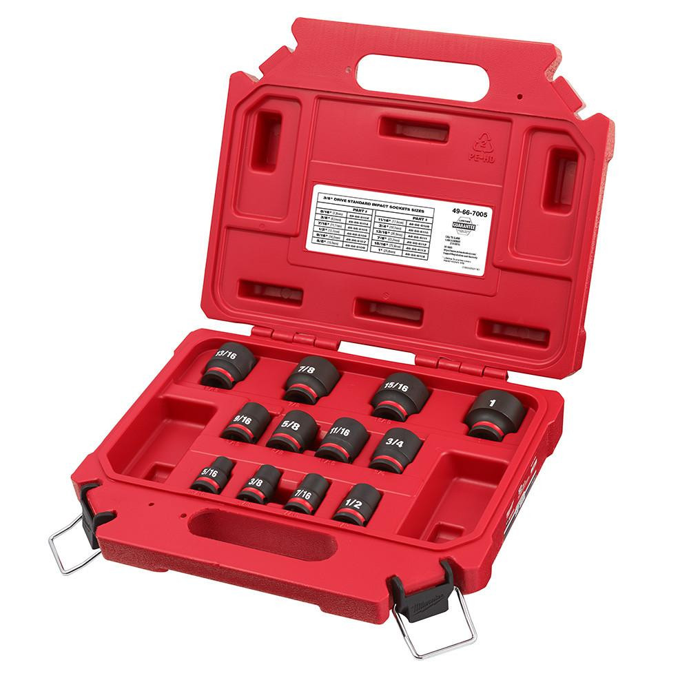 49-66-7005 12 Pc Impact 3/8 Dr SAE Socket Set | Milwaukee