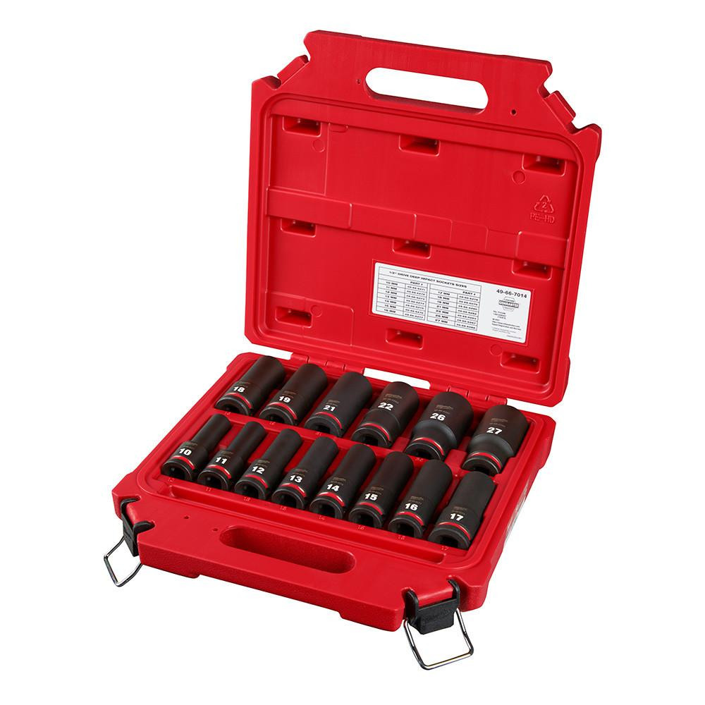 49-66-7014 14 PC Impact 1/2 Drive Metric Deep Socket Set | Milwaukee