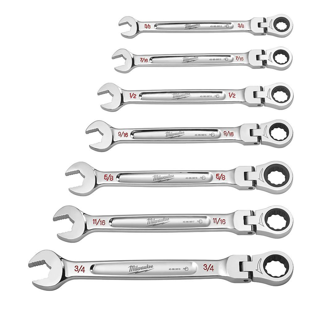 48-22-9429 7pc SAE Flex Head Combination Wrenches | Milwaukee Tool