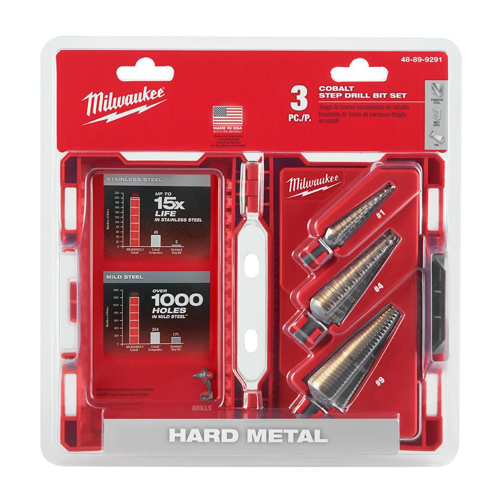 48-89-9291 Milwaukee 3PC COBALT Step Drill Bit Set | Milwaukee