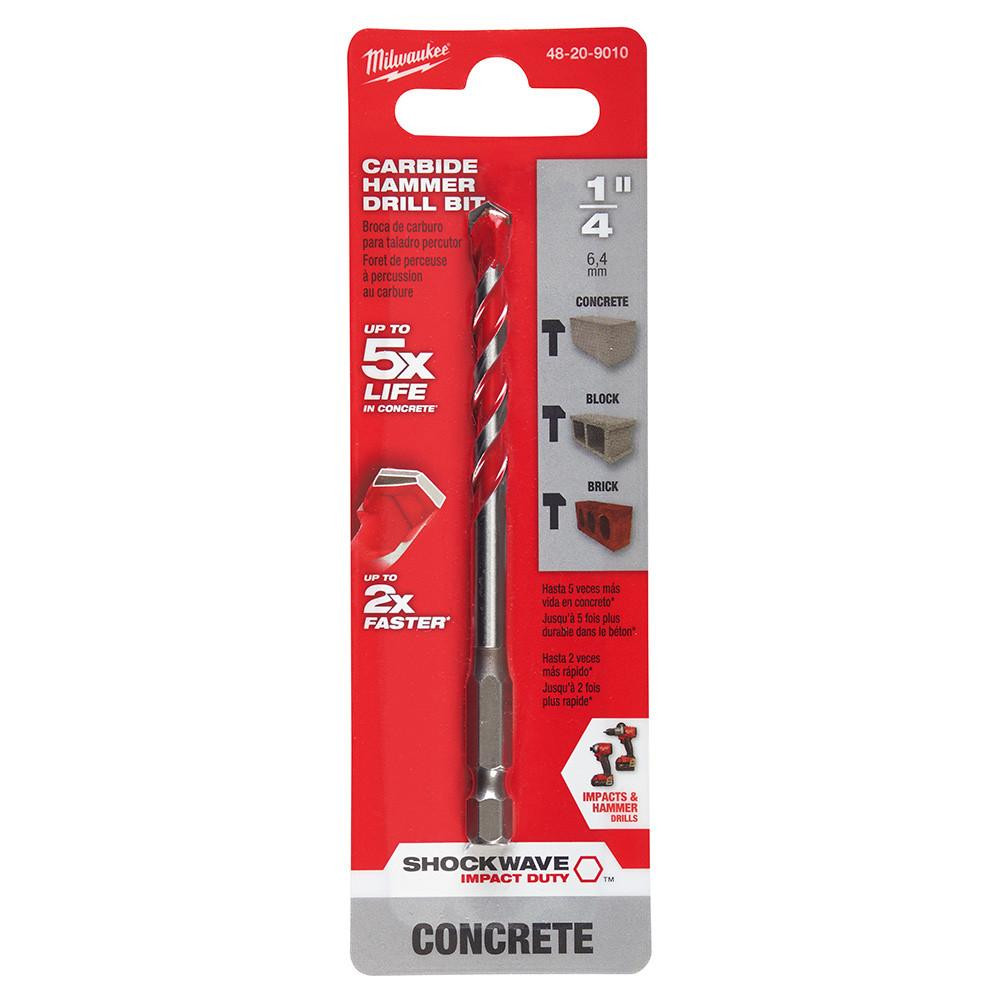 48-20-9010 1/4 x 2 x 4 SHOCKWAVE Carbide Hammer Drill Bit | Milwaukee