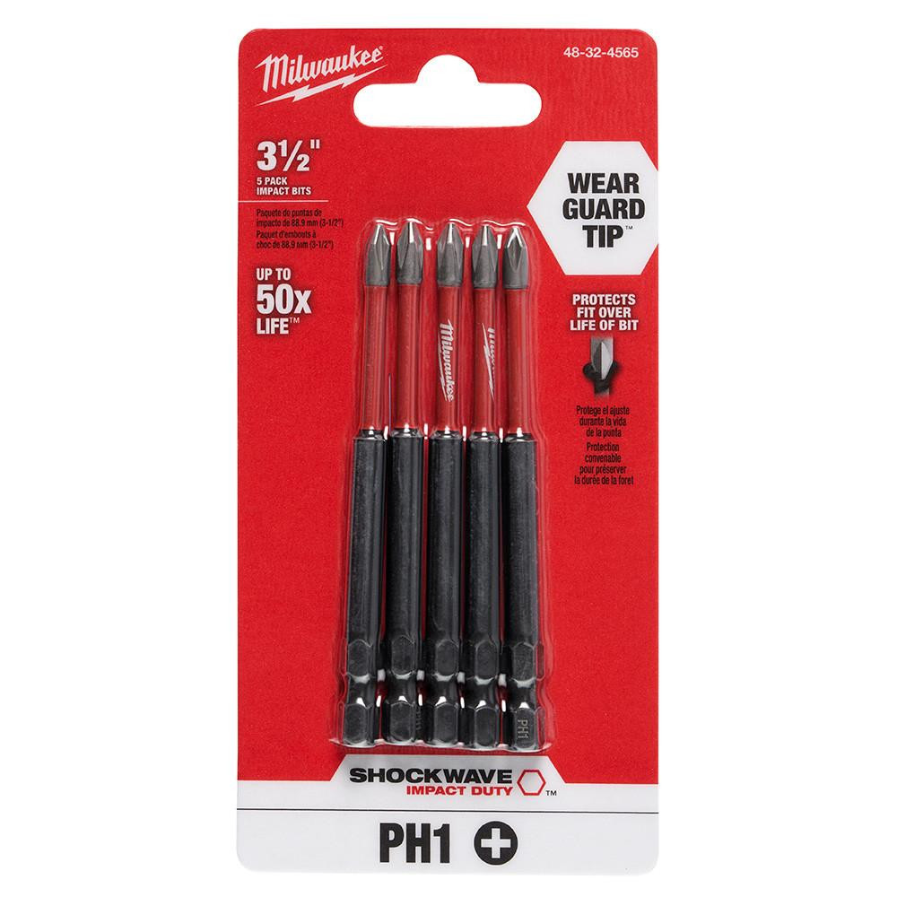 48-32-4565 #1 Phillips Impact 3-1/2 Power Bits 5 pk | Milwaukee Tool