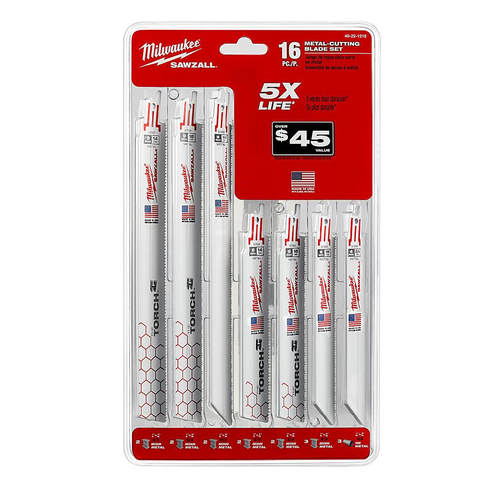 49-22-1216 SAWZALL Bi-Metal Blade Set 16 pc | Milwaukee